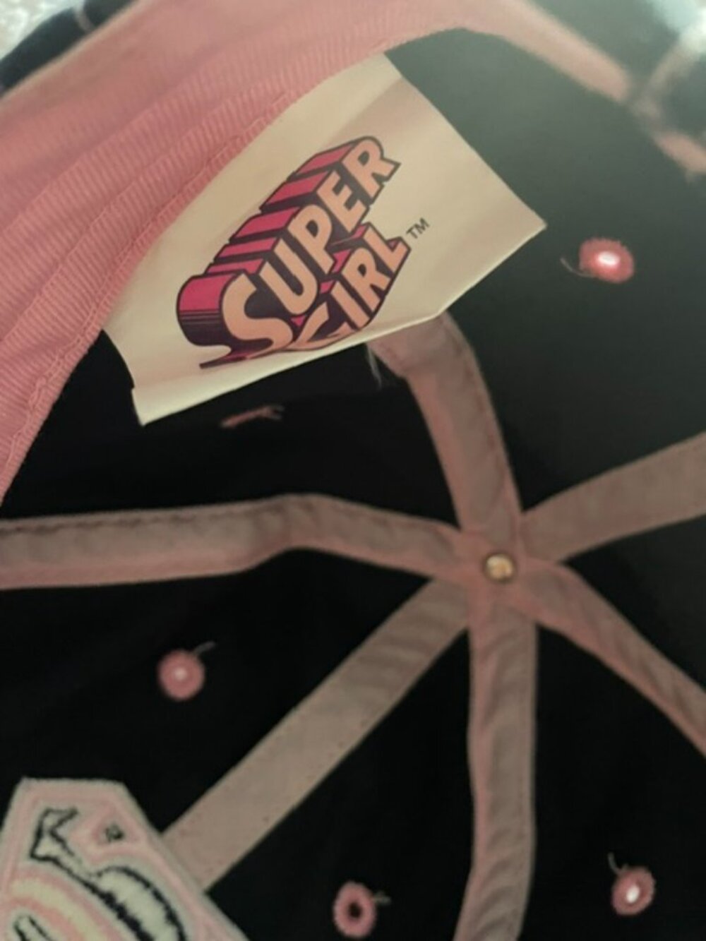 Vintage 2007 DC Comics Pink Superman Hat Distressed Black Baseball Cap OSFM - Picture 7 of 7